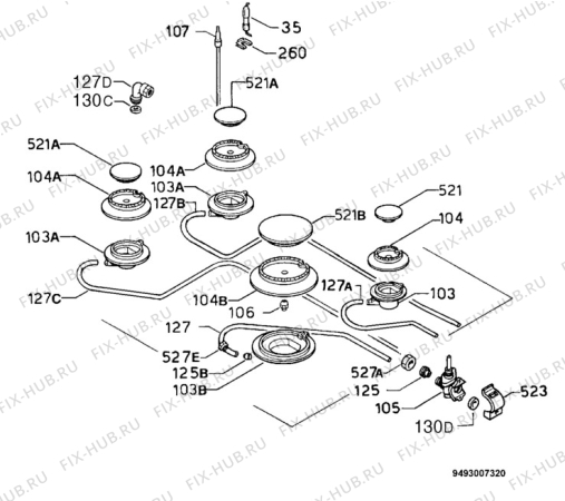 Взрыв-схема плиты (духовки) Electrolux EHG681B - Схема узла Functional parts 267