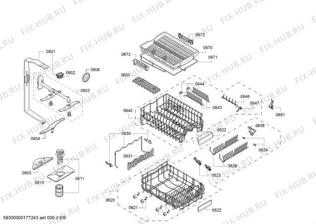 Взрыв-схема посудомоечной машины Bosch SPV86S00DE Exclusiv. Made in Germany - Схема узла 06