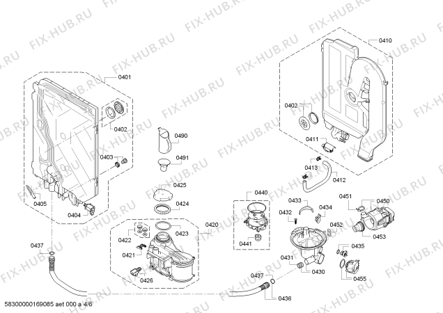 Взрыв-схема посудомоечной машины Bosch SPS53M58EU Super Silence - Схема узла 04