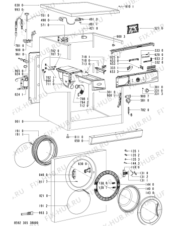 Схема №2 AWO/D 4112 с изображением Обшивка для стиралки Whirlpool 481245215873