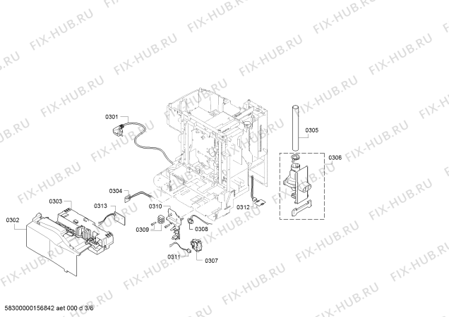 Взрыв-схема кофеварки (кофемашины) Bosch TES503F1DE VeroCafe Latte EXCLUSIV - Схема узла 03