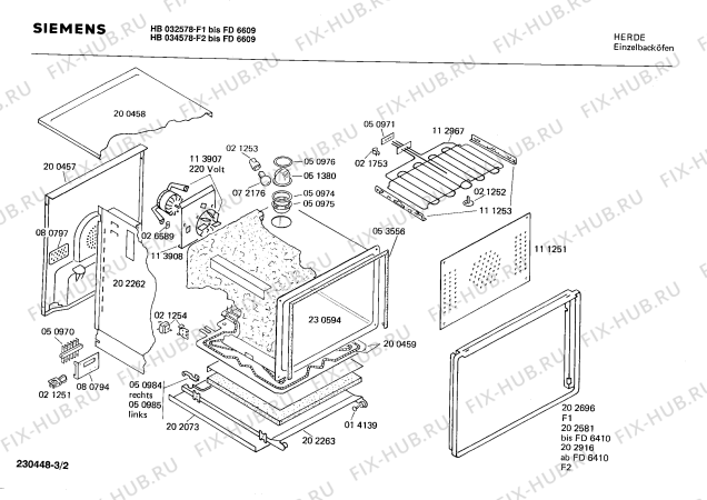 Взрыв-схема плиты (духовки) Siemens HB034578 - Схема узла 02