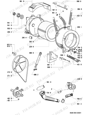 Схема №1 AWP 093 с изображением Ручка (крючок) люка для стиральной машины Whirlpool 481249878422
