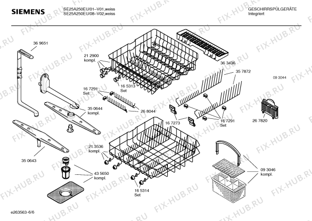 Схема №2 SE25A250EU с изображением Инструкция по эксплуатации для посудомоечной машины Siemens 00586494