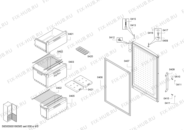 Взрыв-схема холодильника Bosch KGN39AV18R Gold Edition - Схема узла 04