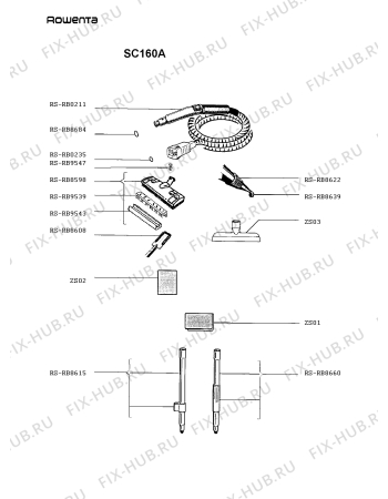 Взрыв-схема пылесоса Rowenta SC160A - Схема узла SC160IAI.T_2