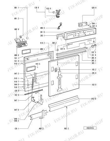 Схема №1 GSI 4940 R-WS с изображением Панель для электропосудомоечной машины Whirlpool 481245379855
