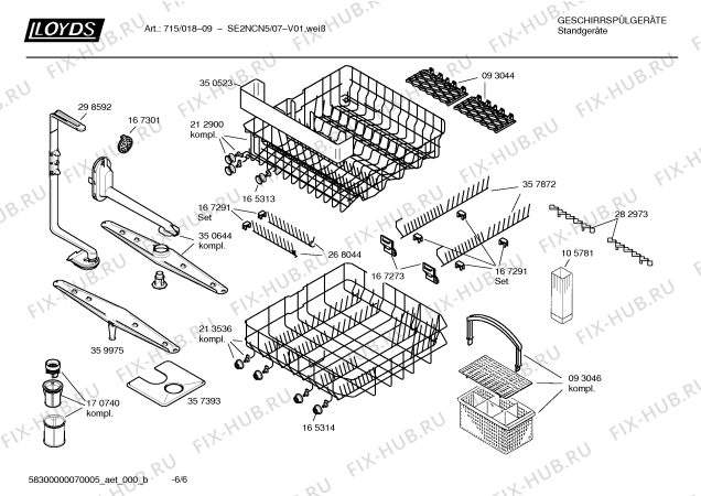 Схема №5 SE2NCN5 Art.:715/018-09 с изображением Передняя панель для посудомоечной машины Bosch 00362558