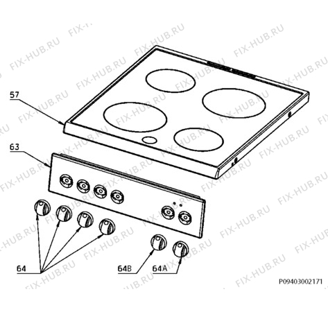 Взрыв-схема плиты (духовки) Faure FCV560NWC - Схема узла Section 6