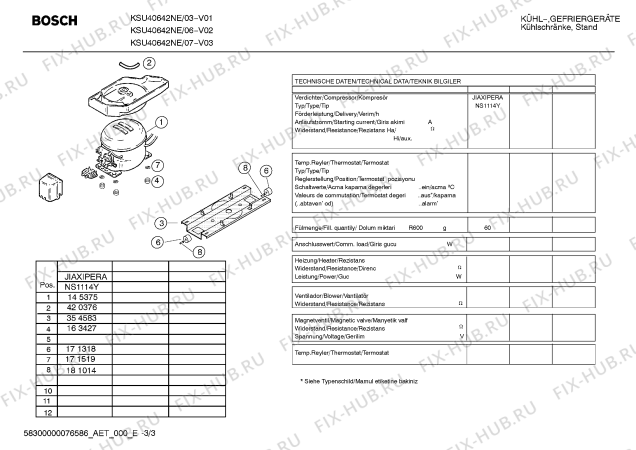 Взрыв-схема холодильника Bosch KSU40642NE - Схема узла 03