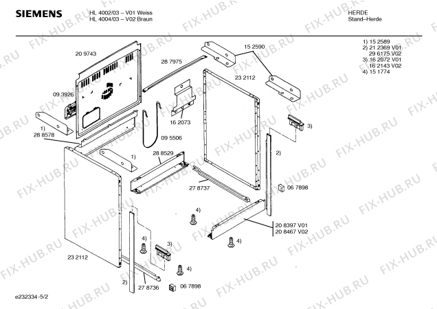 Схема №2 HL4002 с изображением Стеклокерамика для духового шкафа Siemens 00212645