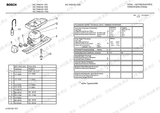 Взрыв-схема холодильника Bosch KIL7040 KI884N - Схема узла 03