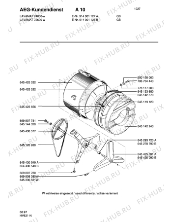 Взрыв-схема стиральной машины Aeg LAV74600-W GB - Схема узла Tub and drum