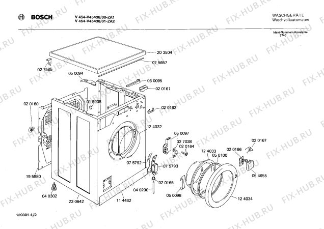 Взрыв-схема стиральной машины Bosch V45438 V454 - Схема узла 02