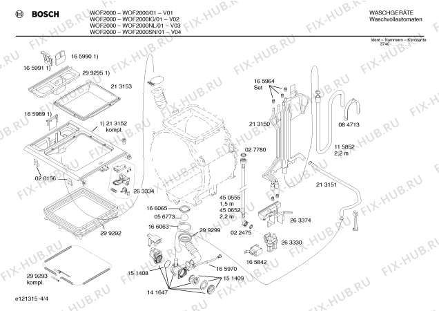 Схема №1 WOF2000SN WOF2000 с изображением Таблица программ для стиралки Bosch 00520642