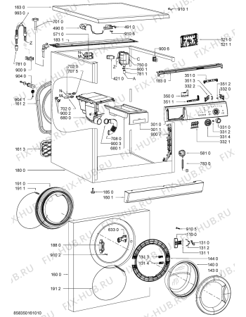 Схема №1 WAK 4612 с изображением Обшивка для стиралки Whirlpool 481010489286