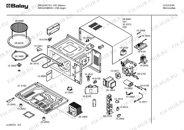 Схема №2 3WG2437 с изображением Ручка выбора программ для микроволновой печи Bosch 00152889