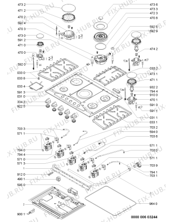 Взрыв-схема плиты (духовки) Whirlpool AKS343IX (F093469) - Схема узла