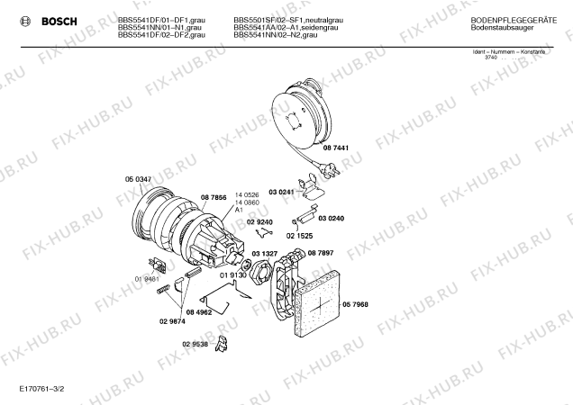 Взрыв-схема пылесоса Bosch BBS5541DF - Схема узла 02