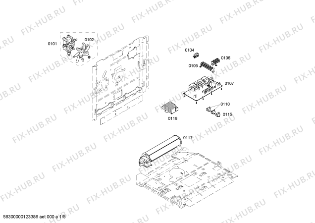 Схема №5 BO220101 с изображением Модуль управления для плиты (духовки) Bosch 00645163