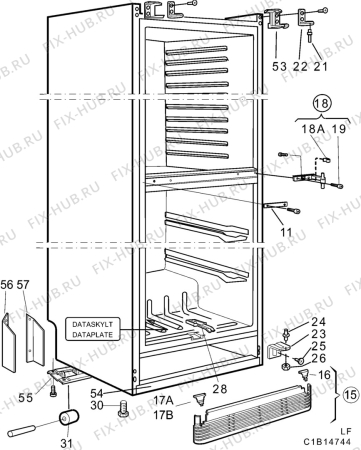 Взрыв-схема холодильника Asko KF74 - Схема узла C10 Cabinet