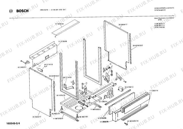 Взрыв-схема посудомоечной машины Bosch 0730201018 SMU6210 - Схема узла 04