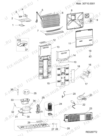 Взрыв-схема холодильника Hotpoint-Ariston ENXTY19212FWO3TK (F082802) - Схема узла