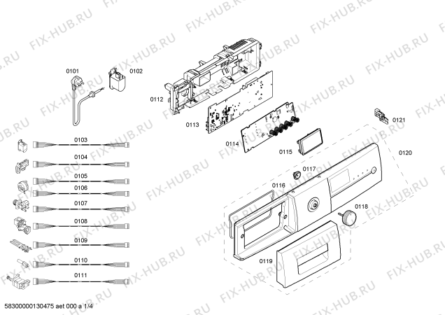 Схема №2 WM12E420EP с изображением Панель управления для стиралки Siemens 00669639