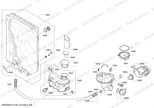 Схема №4 SX64M001EU с изображением Шарнир для посудомоечной машины Bosch 00668137