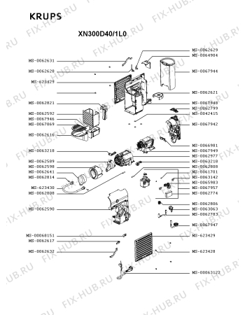 Схема №1 XN300D10/1L0 с изображением Корпусная деталь для электрокофемашины Krups MS-623430