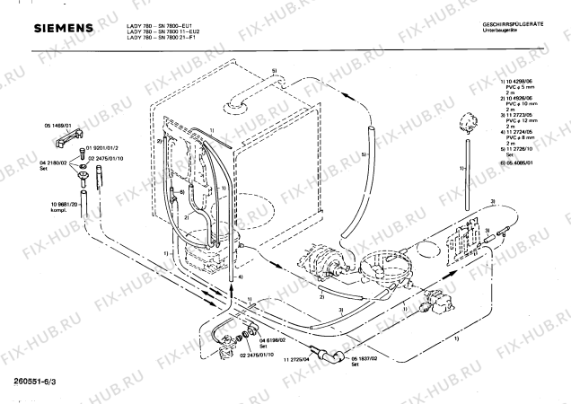 Взрыв-схема посудомоечной машины Siemens SN780011 - Схема узла 03