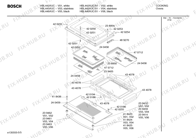 Взрыв-схема холодильника Bosch HBL446AUC - Схема узла 05