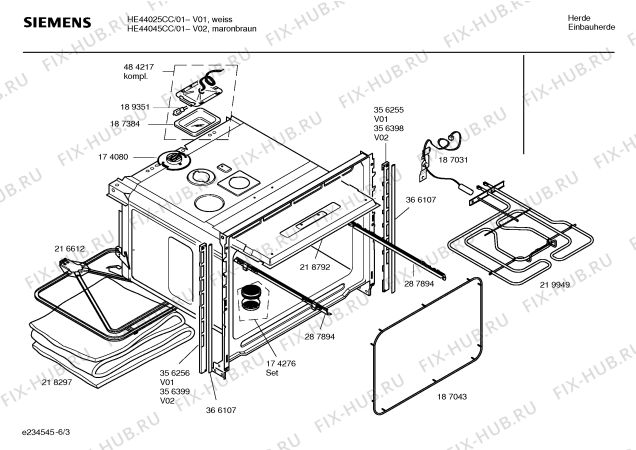 Взрыв-схема плиты (духовки) Siemens HE44045CC - Схема узла 03