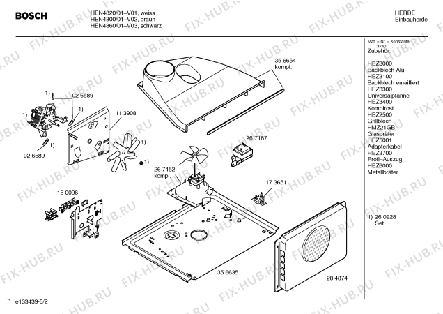 Схема №4 HEN4850 с изображением Инструкция по эксплуатации для плиты (духовки) Bosch 00525924