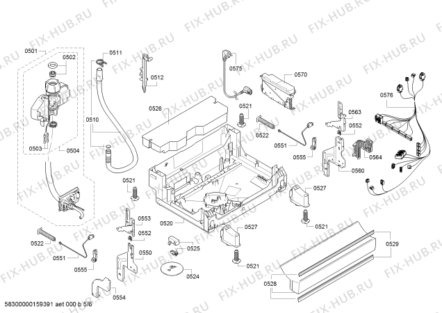 Взрыв-схема посудомоечной машины Bosch SMS85M42DE Exclusiv - Схема узла 05