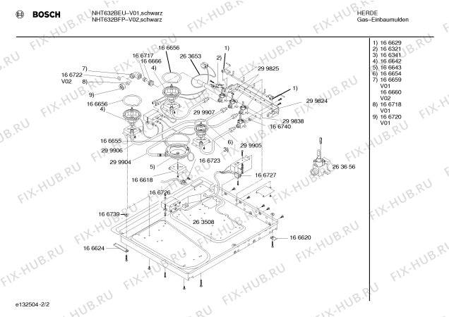 Схема №1 NHT632BEU с изображением Варочная панель для плиты (духовки) Bosch 00213363