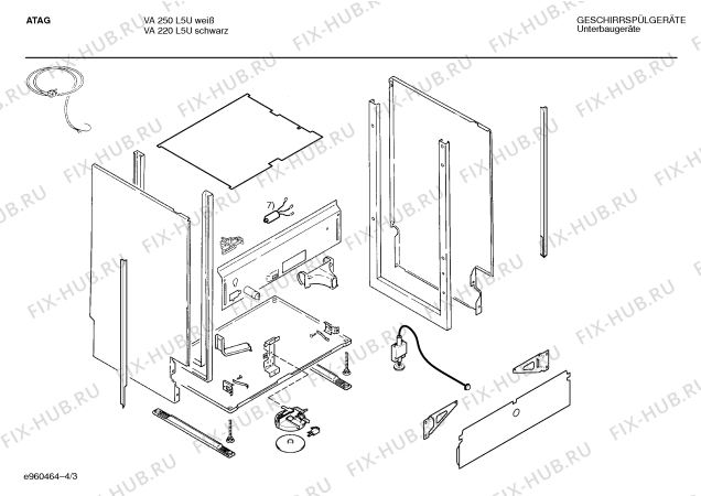 Схема №3 SMIATC7 VA 250 M5U с изображением Передняя панель для посудомойки Bosch 00287487