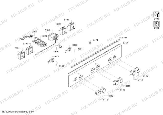 Схема №4 PHCB154K55 с изображением Панель управления для плиты (духовки) Bosch 11010702