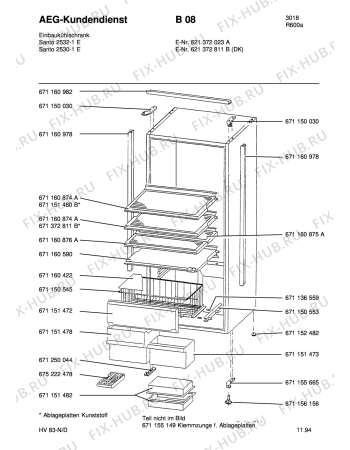 Взрыв-схема холодильника Aeg SAN2532 E - Схема узла Housing 001