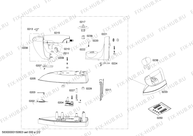 Схема №1 TS25350 slider SL25 с изображением Передняя часть корпуса для электропарогенератора Siemens 00652475