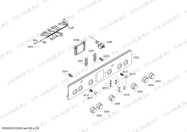 Взрыв-схема плиты (духовки) Bosch HGG94W355R Bosch & Panel Printing - Схема узла 02