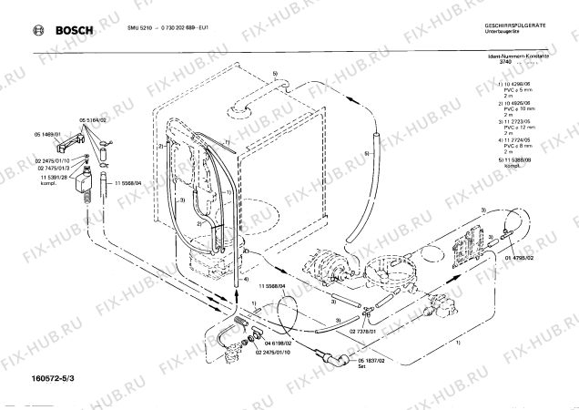 Схема №3 0730202704 SMU521045 с изображением Панель для посудомойки Bosch 00115515