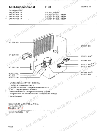 Взрыв-схема холодильника Aeg SAN1400 TK - Схема узла Refrigerator cooling system