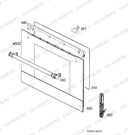 Взрыв-схема плиты (духовки) Electrolux EOB3400BOR - Схема узла Door