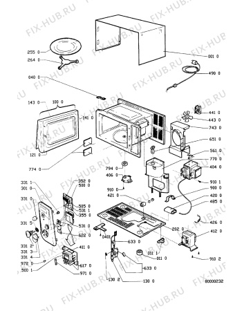 Схема №1 MD 121/ALUMINIUM с изображением Часть корпуса для микроволновки Whirlpool 481244069196