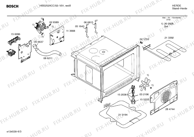 Схема №3 HSS252ACC с изображением Инструкция по эксплуатации для плиты (духовки) Bosch 00527313
