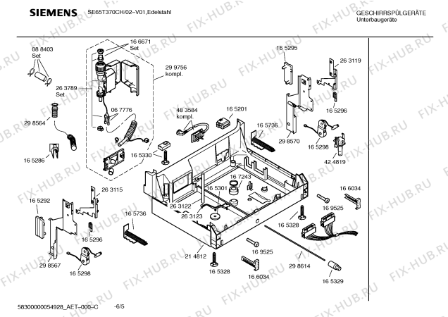 Взрыв-схема посудомоечной машины Siemens SE65T370CH - Схема узла 05