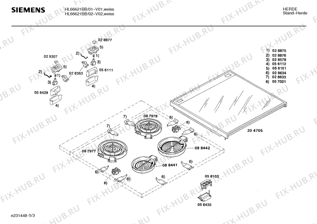 Взрыв-схема плиты (духовки) Siemens HL66621BB - Схема узла 03