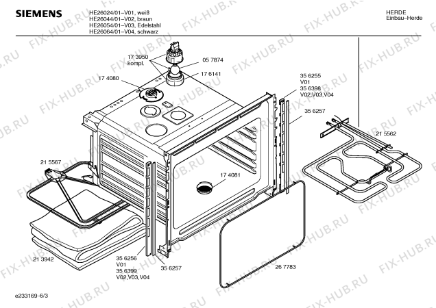 Взрыв-схема плиты (духовки) Siemens HE26024 - Схема узла 03