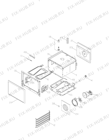 Взрыв-схема плиты (духовки) Voss ELK209-1 - Схема узла H10 Main Oven Cavity (large)